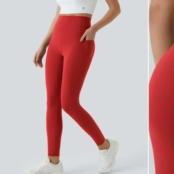 HALARA Vibrant Red High-Waisted Leggings - Picture 4 of 8